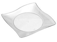 WNA APTSQ4AM 50 Count Petites Square Plastic Plates, 4", Clear
