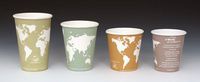 16 oz. Compostable Hot Beverage Paper Cup - World Art (2 Boxes - 50 Cups per Box) - AB-310-4-142