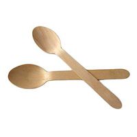 HUPLUE 100Pcs Wooden Spoons Disposable Wooden Cutlery Biodegradable Party Supplies