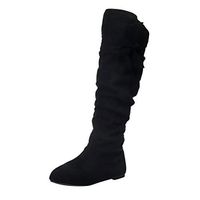 HebeTop Women's Knee High Boots - Casual Beautiful Knotted Knee-high Long Boots Flat Fall Winter Shoes Black