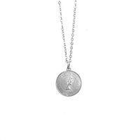 YouCY Coin Head Pendant Necklace Geometric Circle Decorative Pattern Necklace Jewelry for Women Girls Birthday Christmas Gifts,Silver