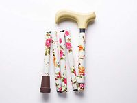 Merry Sticks Designer Folding Adjustable Walking Cane, Cream Flowers