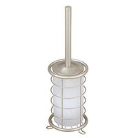 InterDesign Forma Toilet Bowl Brush and Wire Holder - Bathroom Cleaning Storage, Frost/Satin