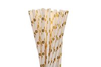 Shinny Foil Paper Straws (gold foil polka dot, 100)