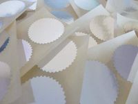 Mini Sticker Pack Of 24, 42mm Serrated Edge, Shiny Silver, Certificate Wafer Company Seal Labels, Stickers For Embossing , Legal and Awards