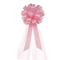 Rose Petal Pink Pull Bows with Tulle Tails - 8" Wide, Set of 6, Valentine's Day, Easter, Wedding Pew Bows, Reception, Anniversary, Baby Shower, Fundraiser, Breast Cancer Awareness