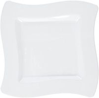 Fineline Settings 10-Piece Wavetrends Square-Wave China-Like Plate, 6.5-Inch, White