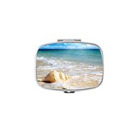 Udoosun Starfish The Shell On Beach Custom Personlized Rectangular Tablet Medicine Pocket Purse Travel Pill Vitamin Decorative Box Case Holder