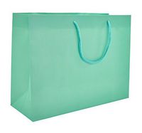 16 x 6 x 12" Aqua Matte - 100 Pack |Heavy Duty Standard Original Style Paper Tote Bag Set | Perfect for Gifts, Party, Baby Shower, Kid’s Birthdays, Weddings, Lunch & More