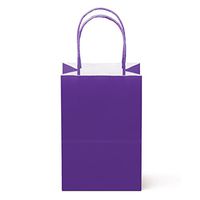 24 Counts Food Safe Premium Paper and Ink Small 8.5” X 5.25”, Vivid Colored Kraft Bag with Colored Sturdy Handle, Perfect for Goodie Favor DIY Bag, Environmentally Safe (Small, Purple)