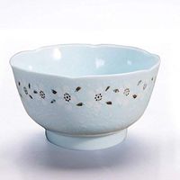 Home big wrist Kitchenware Household Large Bowl Creative Dessert Ceramic Instant Noodles Dishes Set Dinnerware Porcelain Bowl Rice Bowl Decorative hotel retro soup bowl (Color : Blue)