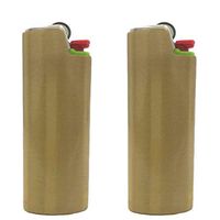 2 (Two) Brushed Metal Lighter Covers/Sleeves/Holders for Large BIC J6 lighters (Gold)