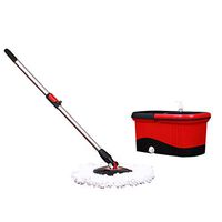 MOP THBEIBEI Spinning and Bucket Cleaning Set Dry and Wet Dual Use Adjustable Hangable Household Red Head2