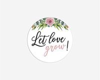 24 ct Let Love Grow, Succulent Wedding Stickers, Bridal Shower Labels, Hotel Welcome Bag (301-316-WH-BLUSH)