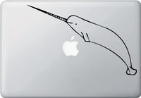 The Happy Narwhal - Macbook or Laptop Decal (10"w x 6.5"h) (Color Variations Available) (BLACK)