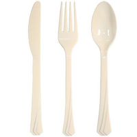 Hanna K. Signature Collection 24-Pack Solid Plastic Cutlery Combo, Ivory