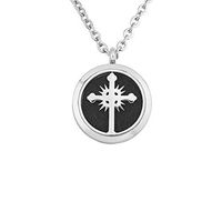 Cory Keyes 30mm Cross Aromatherapy Essential Oil Diffuser Stainless Steel Locket Necklace (Style2)