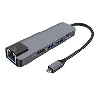 Semoic 5 in 1 USB Type C Hub Hdmi 4K USB C Hub to Gigabit Ethernet Rj45 LAN Adapter for MacBook Pro Thunderbolt 3 USB-C Charger Port