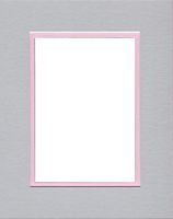 22x28 Double Acid Free White Core Picture Mats Cut for 18x24 Pictures in Nantucket Grey and Pink