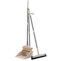 WEIFAN CAI- Dustpan and Brush Broom,Comb Bristles 180° Rotation Vertical Dustpan Suitable for Homes, Hairdressers, Shops(Pearl White)