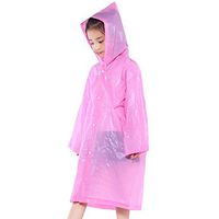 Children's Raincoat, Kids Rain Jacket Hooded Reusable Raincoat with Sleeves Portable Kids Rain Poncho (Pink)