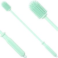 Silicone Bottle Brush Bottle Cleaner-Long Handle Baby Bottle Nipple Brush for Hydro Flasks, Vacuum Sports Bottles, Vase and Glassware (Green, 14.9 inch)