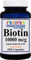 Biotin 10000 mcg containing 200 capsules