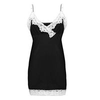 Haxikocty Women Sexy Lingerie V-Neck Nightdress Backless Underwear Ladies Lace Sleepwear Pajamas Black