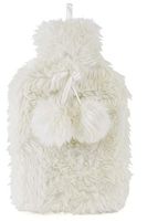 Slumberzzz Lush Plush with Pom Pom Hot Water Bottle 2 Litre Ivory