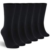 KitNSox Womens Mens Mid-Calf Extra Wide Feet Daily Casual Comfort Seamless Diabetes Dress Socks 6 Pairs Black L