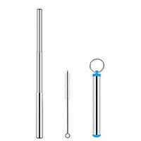Stainless Steel Telescopic Traveling Straw Reusable Collapsible Metal Drinking Straws with 1 Brush and Metal Carrying Case for Household Party Outdoor