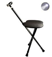 Folding Canes Seat Walking Stick Height Adjustment Cane Seat 300 lbs Capacity Combo Chairs Stool Deluxe Massage Crutches Seat Aluminum Walking Stick Travel Aid for Elder Parents Gift (Black)