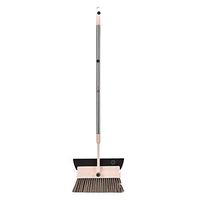 3 In1 Dustpan And Brush Wiper Set, Lobby Dust Pan With Broom, Strong Stainless Steel Metal Handles 360° Rotate For Home,Lobby, Shop, Garage,Schools,Church,Broom