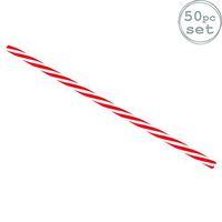 Rink Drink American Diner Style Red & White Striped Reusable Drinking Straws - Pack of 50