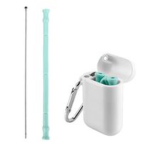 Sangabery Collapsible Silicone Resuable Straws - Foldable Food-Grade Silicone Drinking Straw with Carrying Case and Cleaning Brush, BPA Free - 1 Pack (Green)