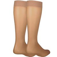 NuVein Sheer Compression Stockings for Women Fashion Silky Sheen Denier Knee High, Beige, Medium