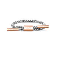 Power Ionics Weave Band Series Unisex Reflective Braided Rope Anions Sports Bracelets (White/Rosegold Ring, Single Rope)
