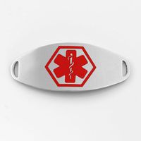 StickyJ USA Red Medical Stainless Steel Tag Oval
