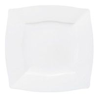 Table To Go ‘I Can’t Believe It’s Plastic’ 200-Piece Plastic Salad Plate Set | Square Waves Collection | Heavy Duty Premium Plastic Plates for Wedding, Parties, Camping & More (Ivory)
