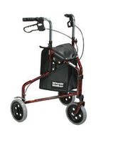 3-Wheel Rollator W/Loop Brake, Red, 1Ea