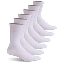 Facool Diabetic Socks Men Women, Winter Warm Moisture Wicking No Blister Anti Skid Cotton Cushion Non Binding Socks 6 Pairs White M