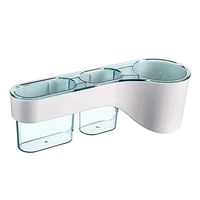 LOSYU Multifunctional Plastic Hair Dryer Rack, Wall Mount, with Plug Storage Detachable Bathroom Containers, Punch-Free Shower Organizer Large Capacity Storage Shelf (Color : Blue)