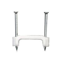 Morris Products Flat Plastic 2 Nail Cable Clips - Nor Corrosive, Impact Resistant - Hardened Steel Nails - for Securing Cable to Wood, Plaster, Brick, Cement - 10/2 NM Cable, UF - 3/4"W - 100 Pack