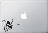 Origami Swan - Macbook or Laptop Vinyl Decal - Copyright © Yadda-Yadda Design Co. (5.25"w x 3.5"h) (Black)