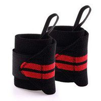 PyLios 2 Pieces Wrist Band Weight Lifting Wraps Bodybuilding Breathable Adjustable Wristband Elastic Wraps Bandages for Weightlifting [ Red ]