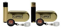 Clipper Full Metal Black & Gold Lighters Collection with 2 RPD Lighter Lasso- 1 Gold 1 Black