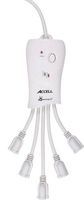 Accell PowerSquid Flexible Surge Protector - 5 Outlets, 6-Foot Cord, 600 Joules, ETL Listed - White Grounded Extension Cord Power Strip