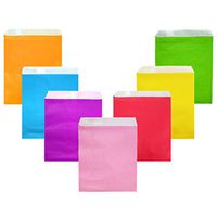 AZOWA 100 CT Small Paper Treat Sacks Assorted 6 x 9 in Candy Buffet Bags for Party