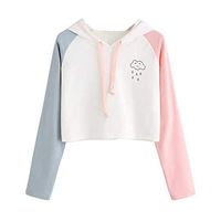 FRC0LT Hoodies, Womens Kawaii Clouds Printing Long Sleeve Casual Sweatshirt Pullover (L, Smile White)