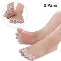 2 Pairs Toe Separators Gel Toe Stretchers for Men and Women, Bunion Pain Relief Straighten Corrector, Rubber Hammer Toe Spacers Alleviating Pain for Yoga, Running Sports Activities (5 Holes)